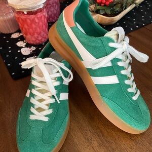 Gola Teal and White Suede Sneakers